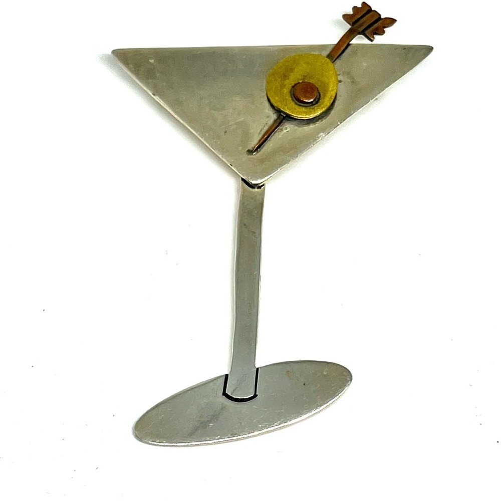 Vintage 925 Sterling Silver Martini Brooch